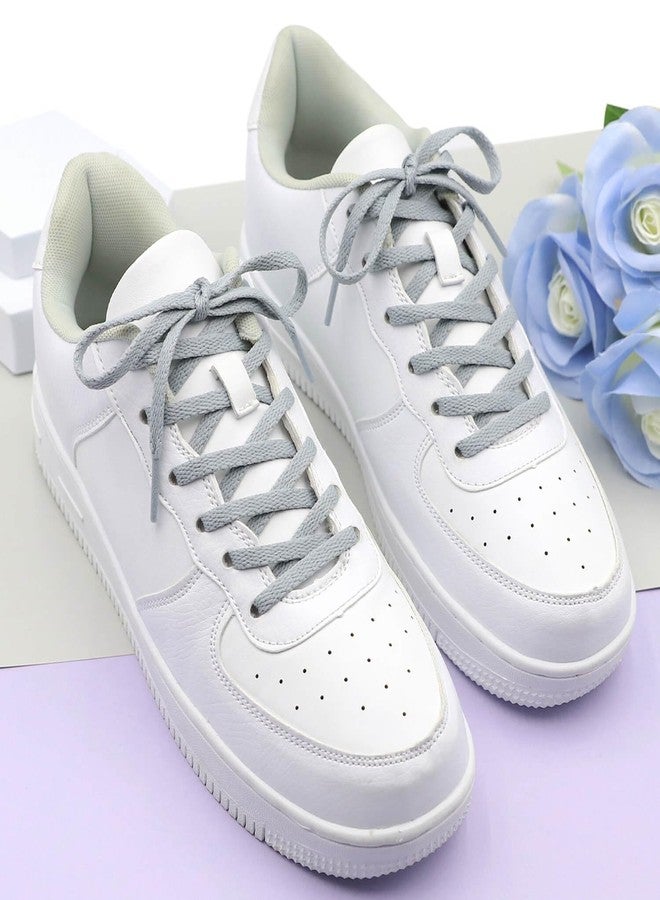DELELE Flat Shoe Laces for Sneakers: 63 inch Light Grey 6/25 inch Narrow Athletic Shoelaces 2 Pair - Image 4